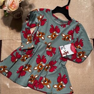 Rudolph Toddler Girls' Print Dress with Long Sleeves